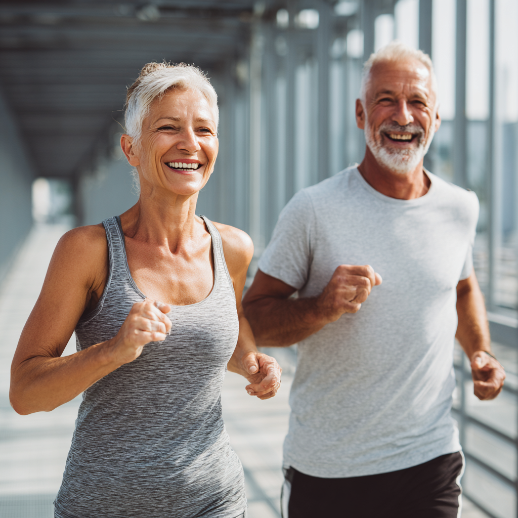 Mature adults enjoying various physical activities and healthy lifestyle